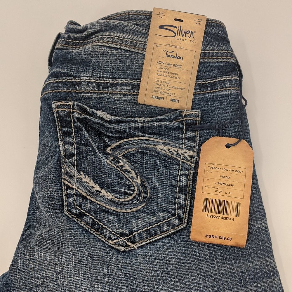 Silver Jeans Co Women's Low Slim Boot Jeans 27/31
